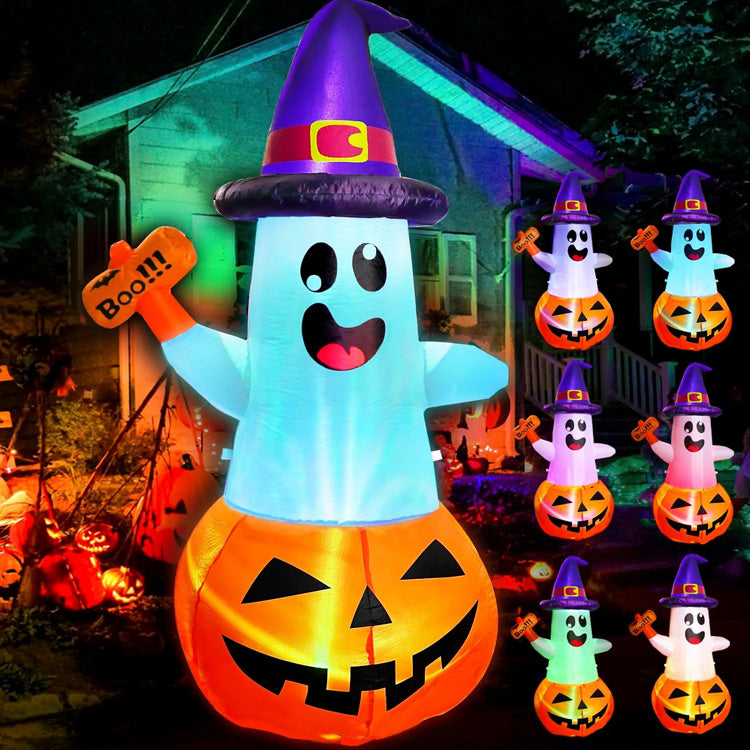 5FT Halloween Ghost in Pumpkin Inflatable Outdoor Decoration