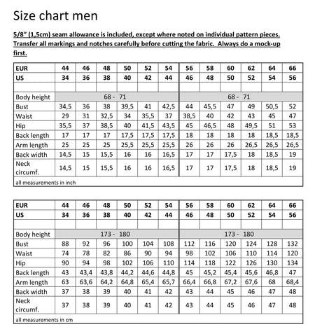 Size Chart – BlackSnailPatterns