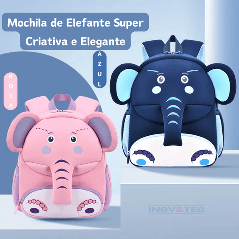 Elefante fofinho; Mochila escolar encantadora; Conforto leve; Design respirável; Estampa adorável; Acessório escolar único; Estilo na sala de aula; Detalhes cuidadosos; Mochila impermeável; Leveza para os estudos; Alças ajustáveis; Mochila infantil de elefante.