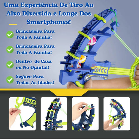 Brinquedo Educativo para Crianças; Um presente ideal para todas as ocasiões - surpreenda seus pequenos com este brinquedo incrível!; Brincadeiras emocionantes dentro de casa ; O conjunto completo de lançador e alvos para horas intermináveis de diversão educativa!;  Feito com materiais de alta qualidade, duráveis e seguros para as crianças.;  Jogo de Mirar e Atirar; Dardos pegajosos no alvo - uma maneira divertida de praticar mira e pontaria!; Crianças felizes jogando; Crianças se divertindo enquanto aprendem;