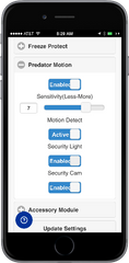 coop predator motion detect module web app interface