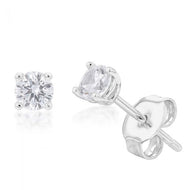 Sterling Silver Cubic Zirconia 4mm Solitaire Stud Earrings<