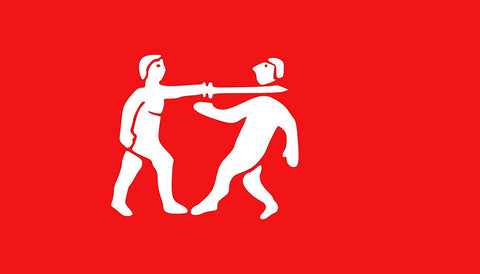 beheading red and white flag from the ancient benin empire