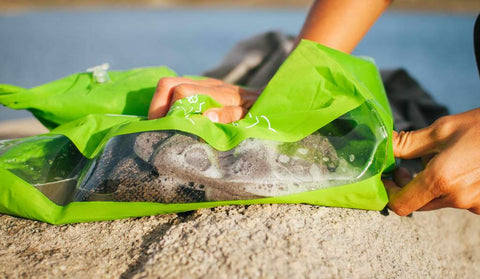 portable washing bag for keeping clothes clean while camping