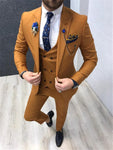 2022 Three Piece Royal Blue Men Suits Peaked Lapel Custom Made Wedding Tuxedos Slim Fit Male Suits (Jacket + Pants + Vest+Tie)