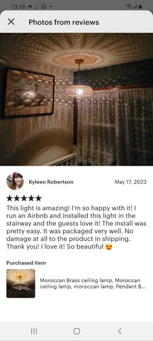 Edken Lighting - Customer review of our Moroccan Handcrafted Lights