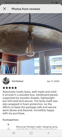 Edken Lighting - Customer review of our Moroccan Handcrafted Lights