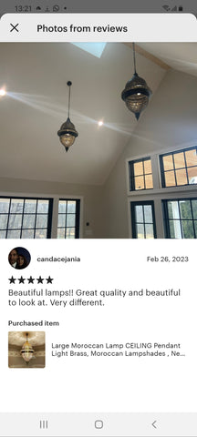 Edken Lighting - Customer review of our Moroccan Handcrafted Lights