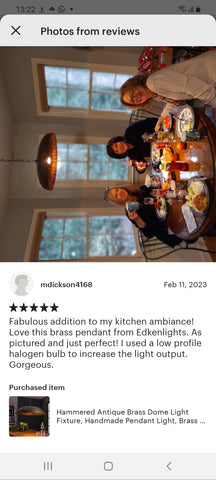 Edken Lighting - Customer review of our Moroccan Handcrafted Lights