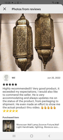 Edken Lighting - Customer review of our Moroccan Handcrafted Lights