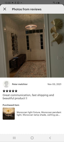 Edken Lighting - Customer review of our Moroccan Handcrafted Lights