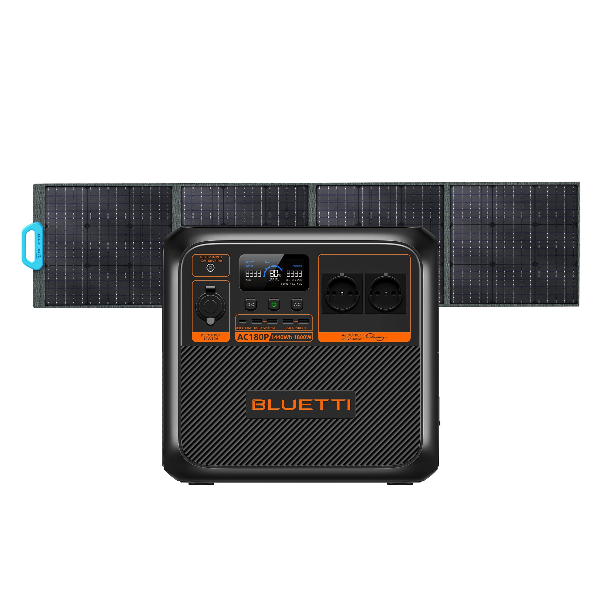 BLUETTI AC 180 Power Station Portatile, 1.800W 1.152Wh - BLUETTI IT, AC180P+PV200 , 1800 W 1440 Wh , 200 W Kit Solare