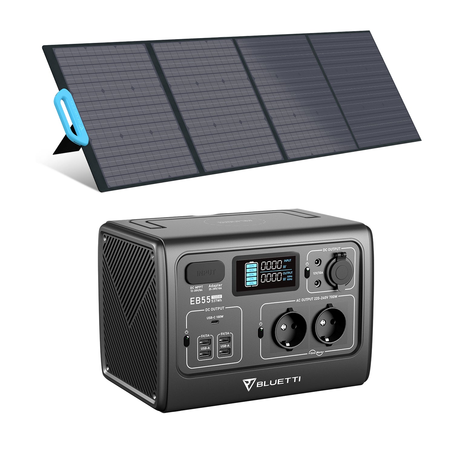 Image of BLUETTI EB55 + PV200/MP200 Kit Generatore Solare, EB55 + PV200 | 700 W 537 Wh | 200 W Kit generatore solare