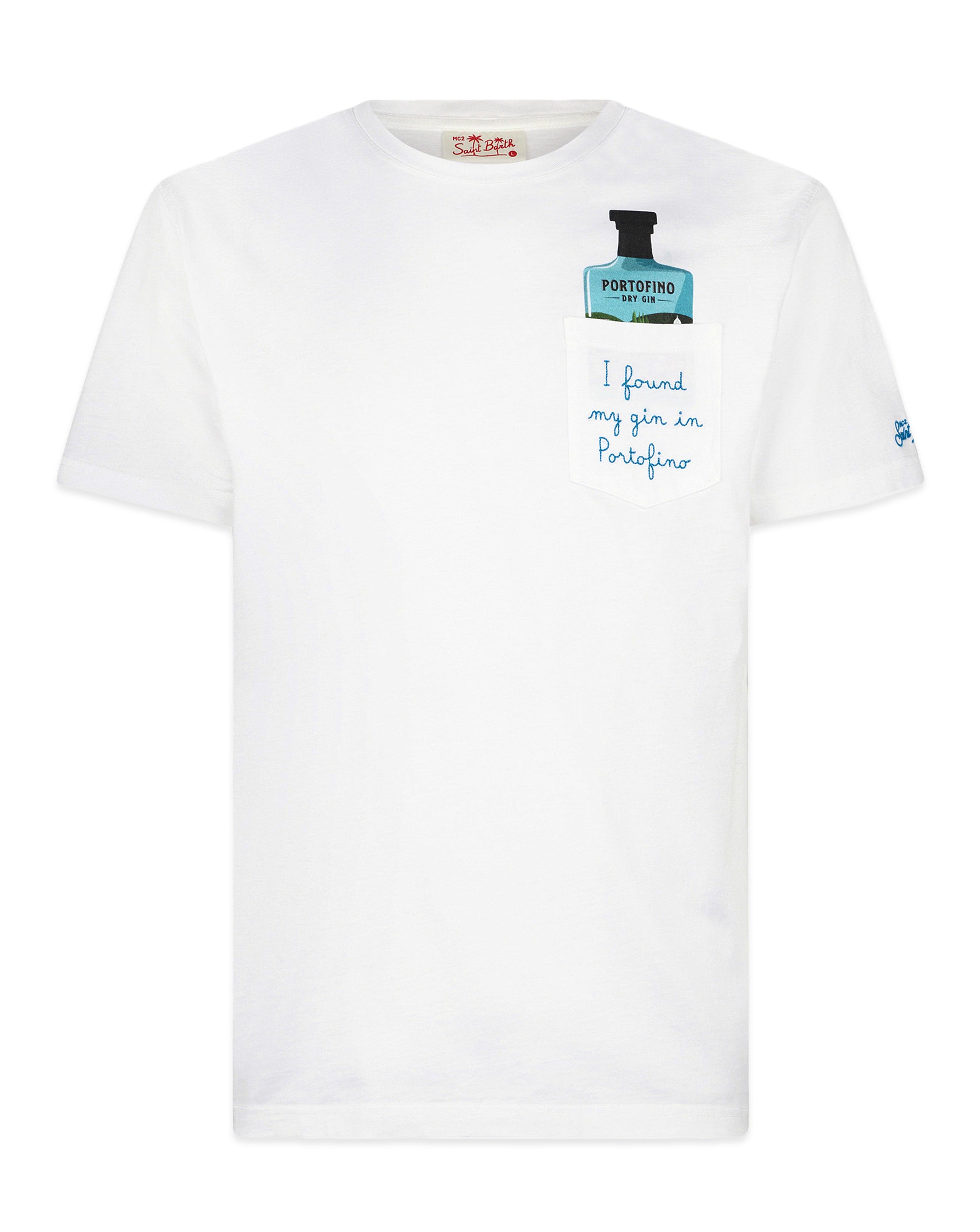 – PORTOFINO Portofino WHITE COTTON Gin EMBROIDERED Dry T-SHIRT