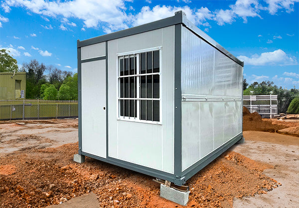 modular container home in construction site