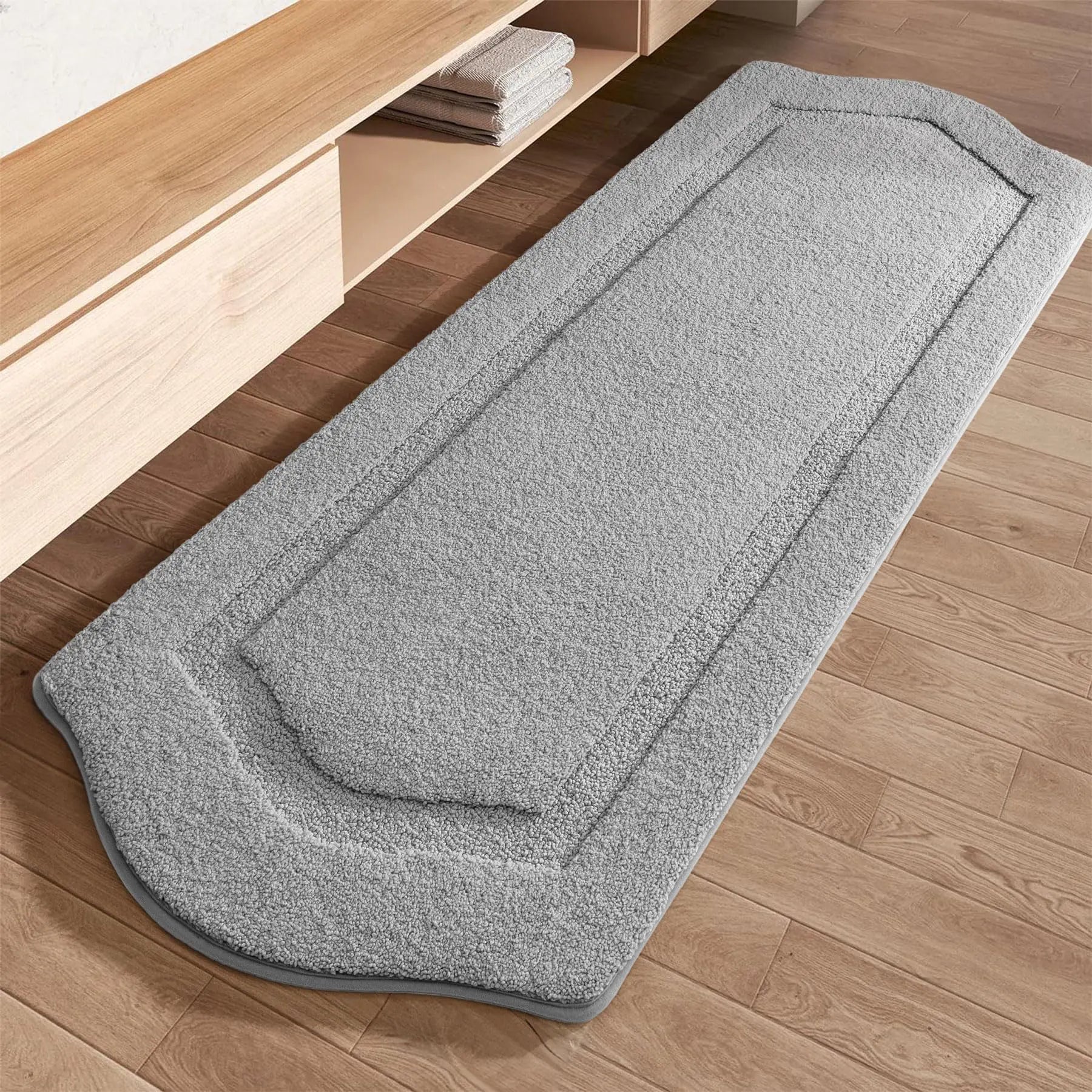 TANVILL Bathroom Rugs Extra Soft Absorbent Washable Bath Mats Non-Slip Bathroom Rugs for Bathroom Floor Tub and Shower Grey 24×60
