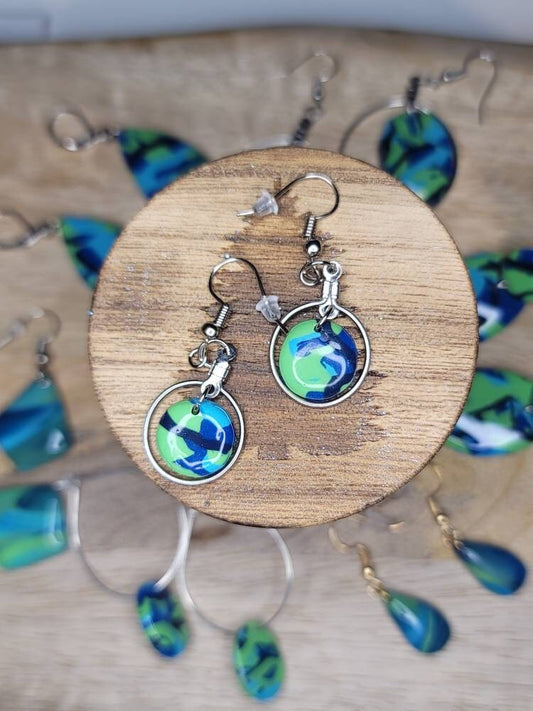 Pink, Blue, Green White Marble Look Polymer Clay Earrings – Krisable Designs