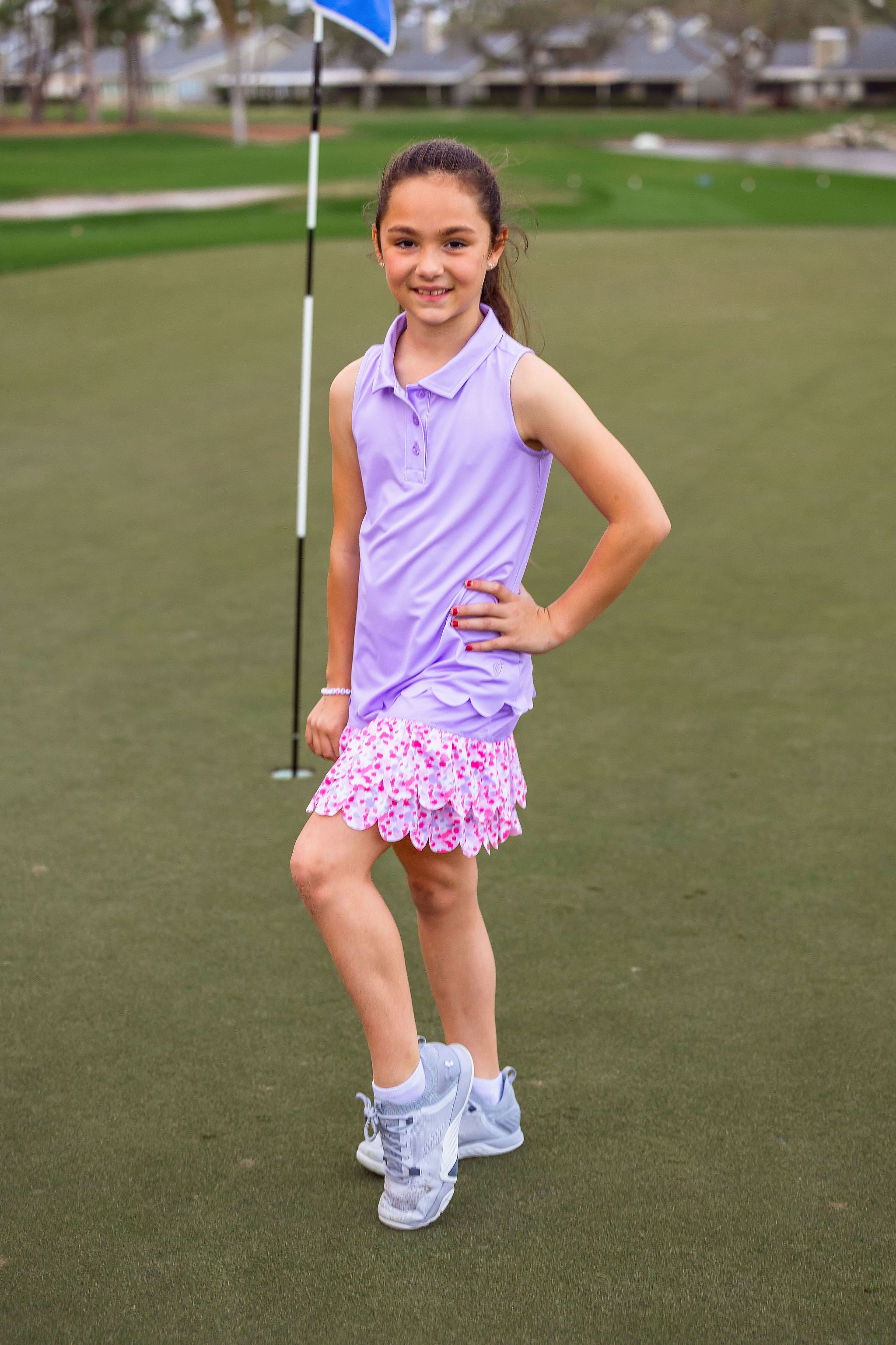 Girls Sophia Layered Hem Golf & Tennis Skort  -Stroke of Genius Blush Skorts TurtlesAndTees