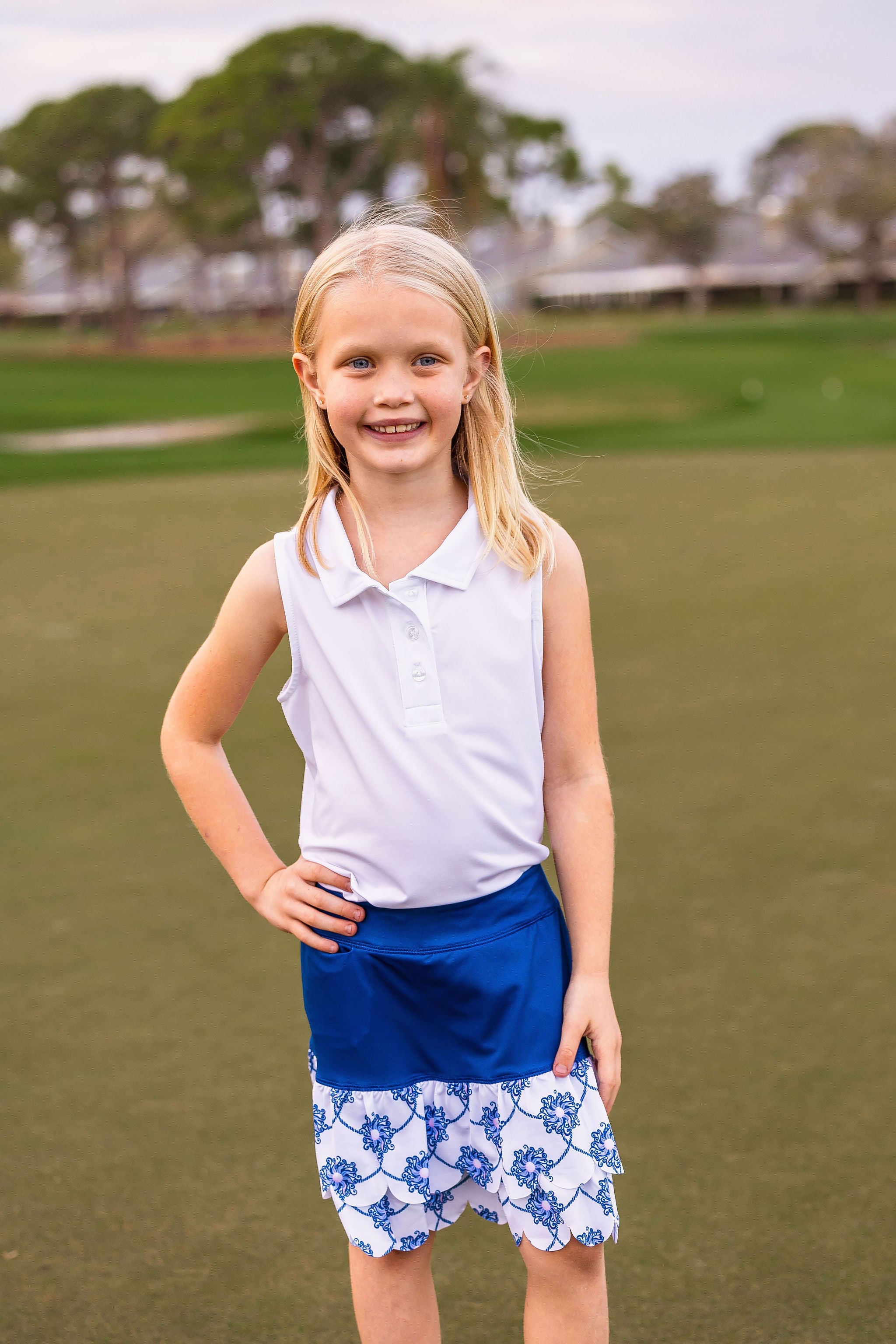 Girls Rylee Golf & Tennis Sleeveless Polo -White Shirts & Tops TurtlesAndTees