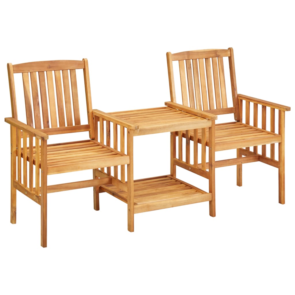 Gartenstühle mit Teetisch und Kissen Akazie Massivholz