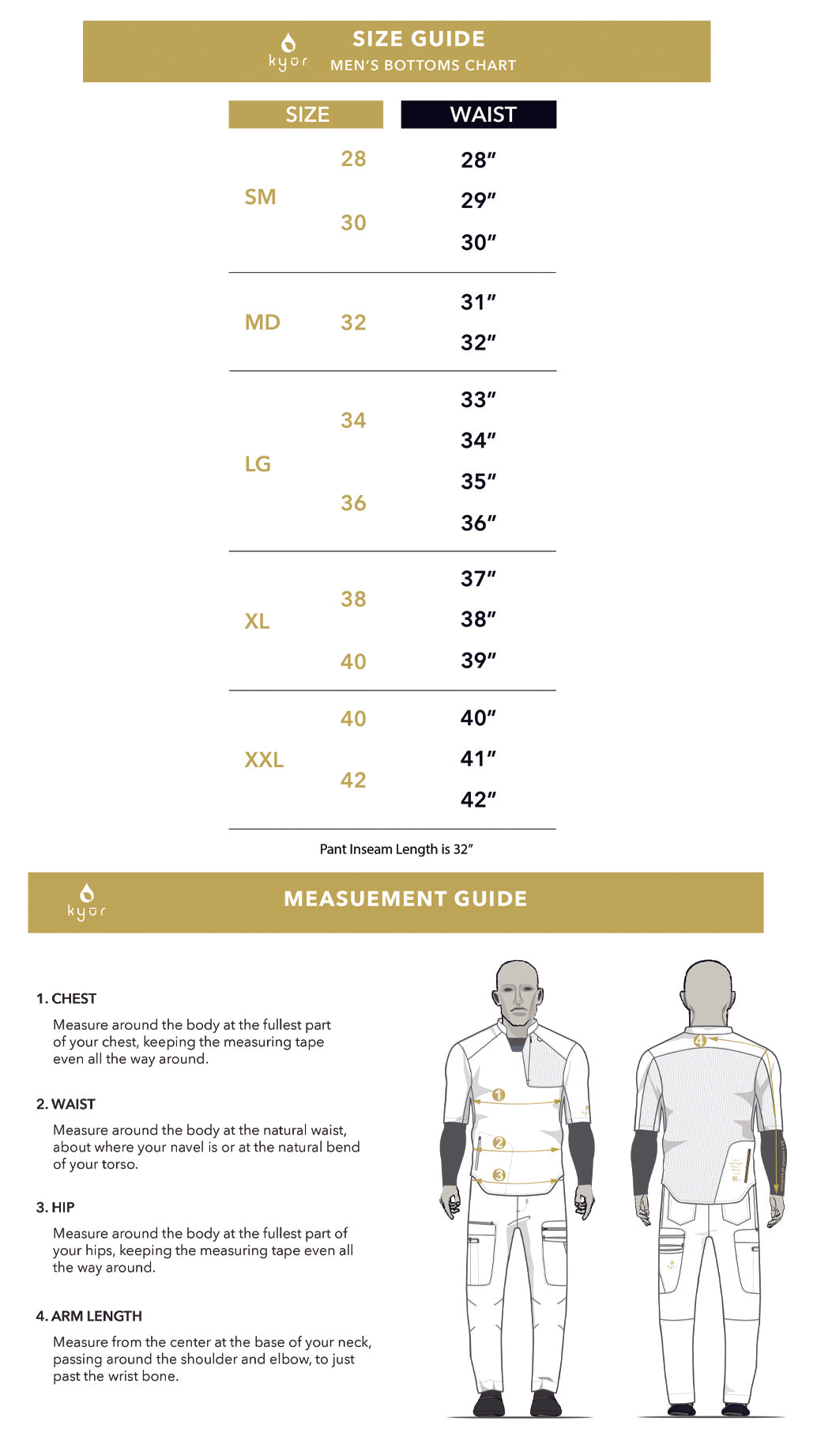 Men's Bottom Size Chart – KyurMD