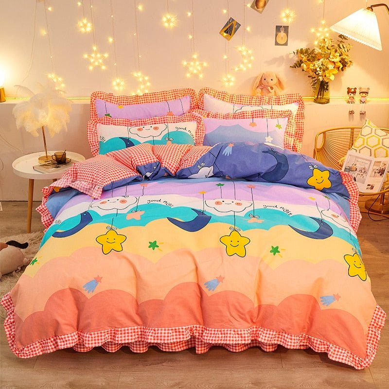 Dreaming Strawberry Kawaii Bedding Set with Bed Sheet – Kawaiies