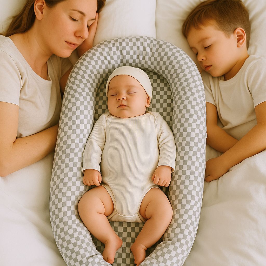 Couffin bébé doux et sécurisant sur lit parental