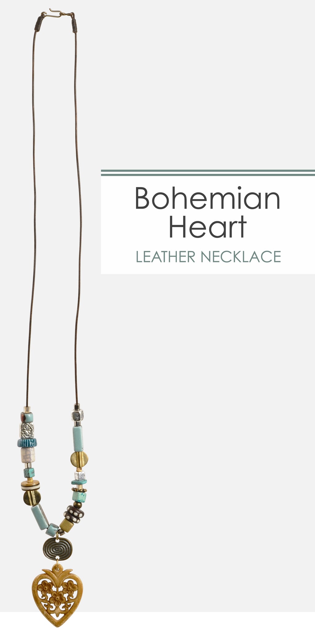 Bohemian Heart Leather Necklace batmanvstheuniverse
