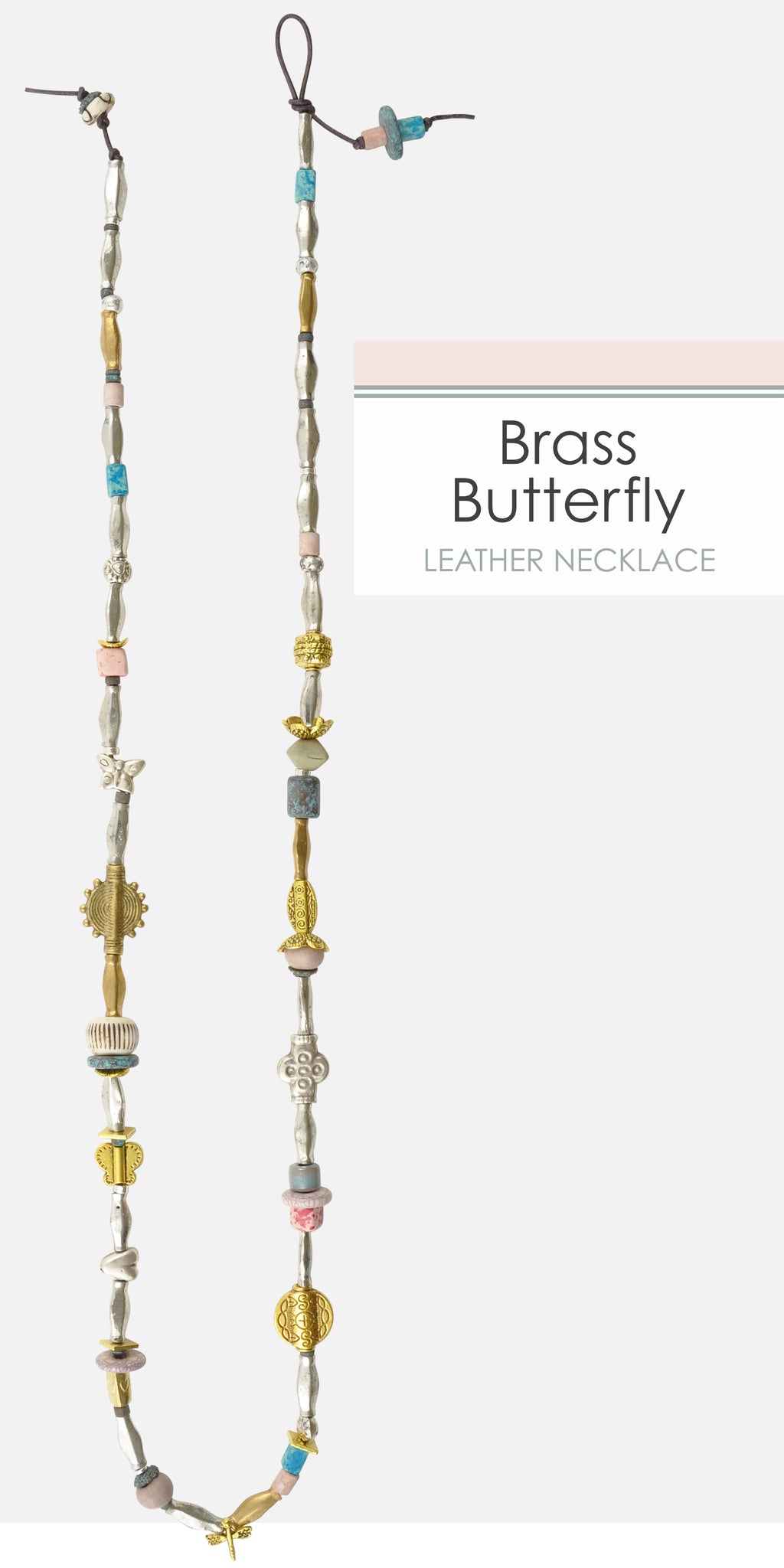 Brass Butterfly Silver Leather Necklace Tamara Scott Designs