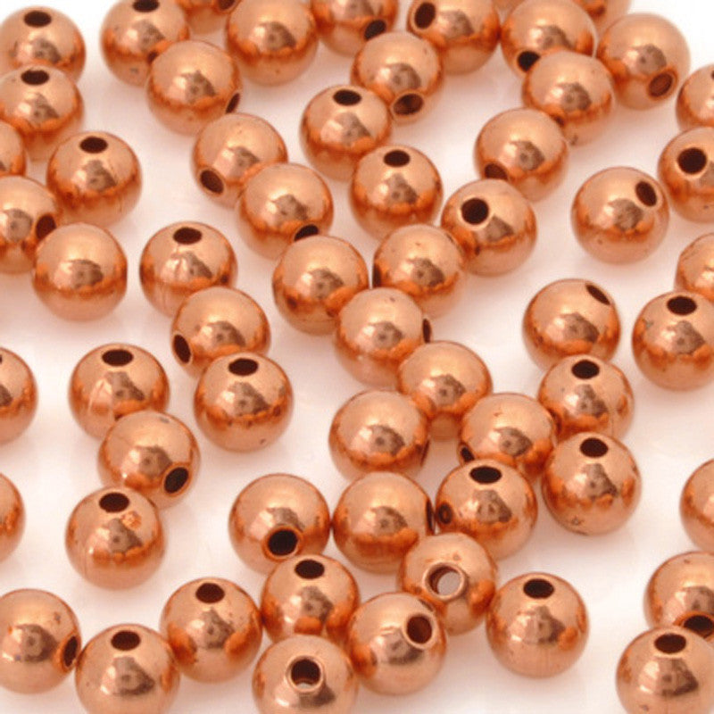 Brass-Metal Beads-5mm Round Seamed-Copper - Tamara Scott Designs