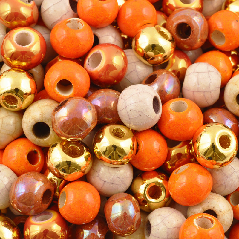 Ceramic Beads Wholesale - 9mm Round - Multi Enamel Mix - Tamara