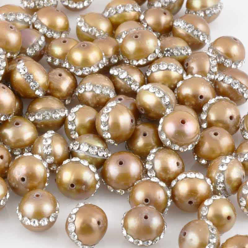 9.5-10.5mm Tri-Color Off Round Large Hole Freshwater Pearls 8 inch 22