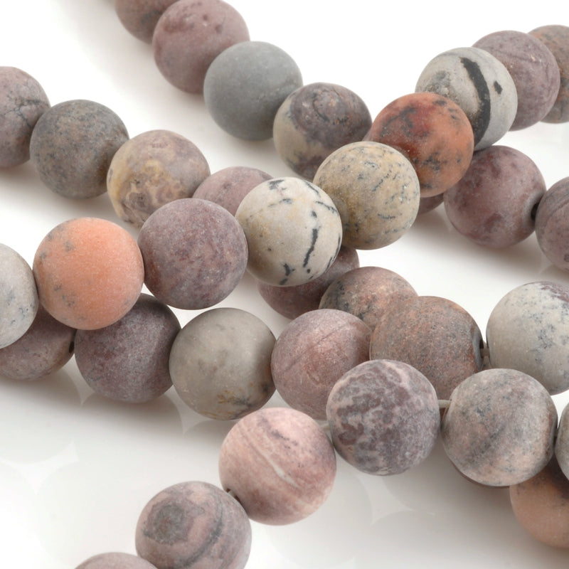 Matte Natural Gemstone Beads Round Frosted .