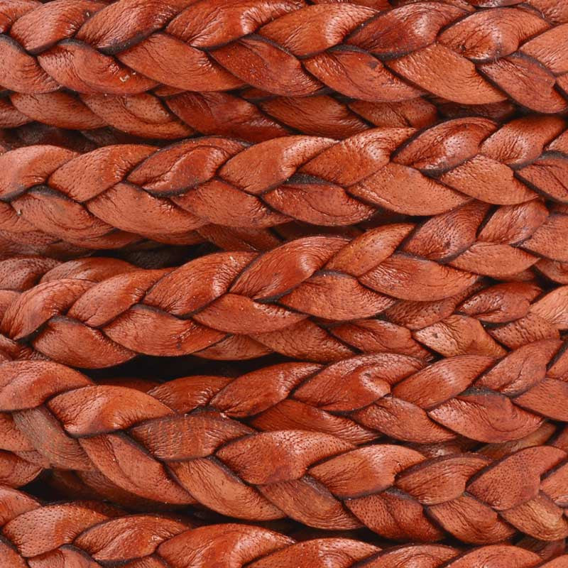 Leather Cord - 9mm Flat Braid-Terra Cotta - Tamara Scott Designs