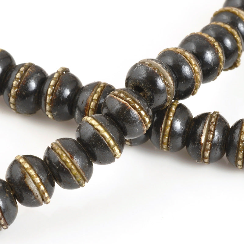 8mm 15.5 Inches Black Matte Tibetan Style Soccer Beads for Jewelry Making