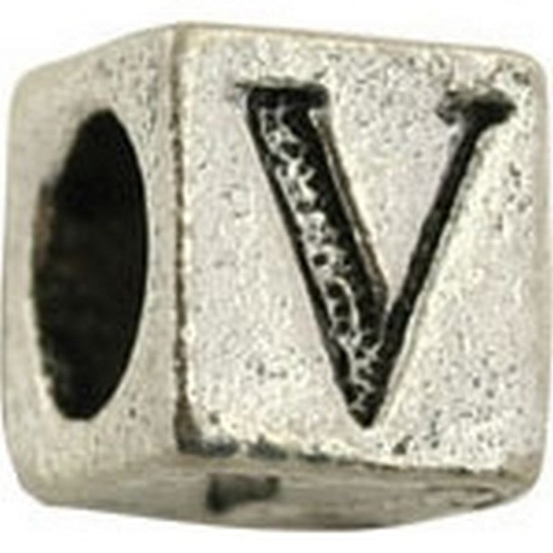 Alphabet Cube Beads, Pewter, 5.5mm w/ 3mm hole, Antique Gold