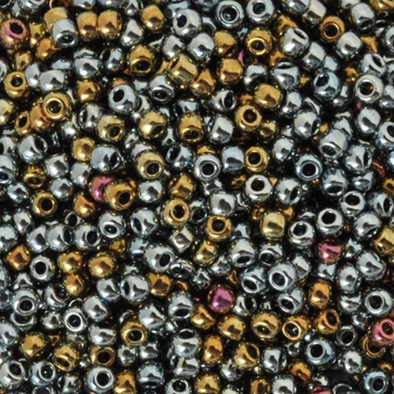 12/0 8/0 6/0 Gold Metallic Iris Seed Beads 2mm 3mm 4mm Gold Iris Rocailles  Gold Metallic Mix Seed Beads 15 Grams per Order 