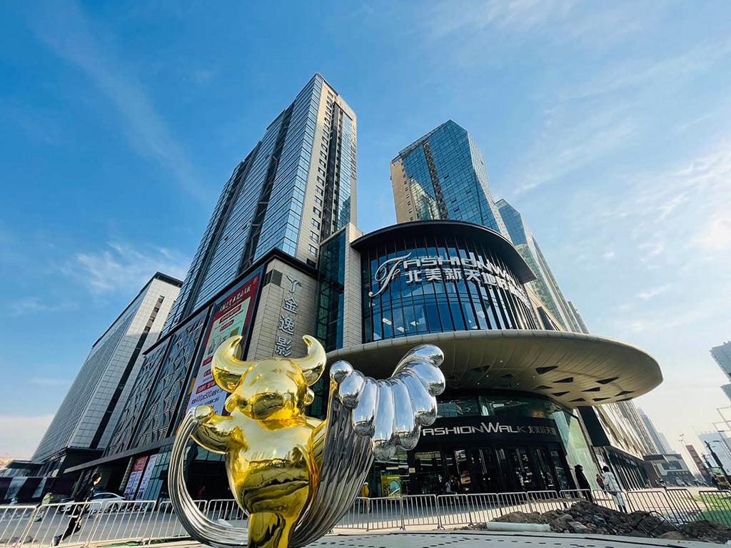 Ox Public sculpture, in Taiyuan China, by artist Ferdi B Dick