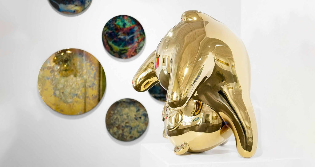 panda gold sculpture exhibition Ferdi B Dick 01