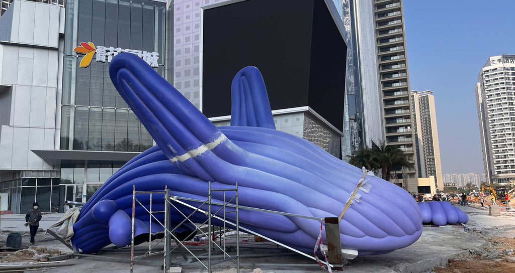 Whale public sculpture the making of sculpture in stainless steel on site by Ferdi B Dick