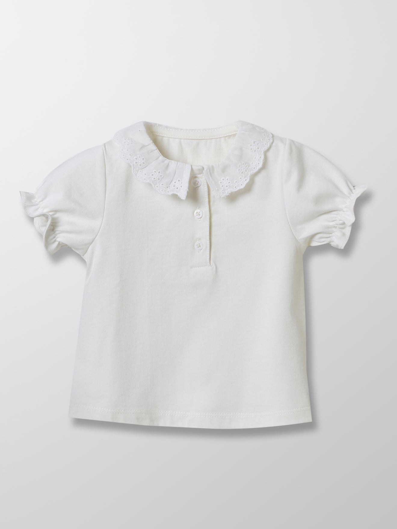 T-shirt Bébé col en broderie anglaise