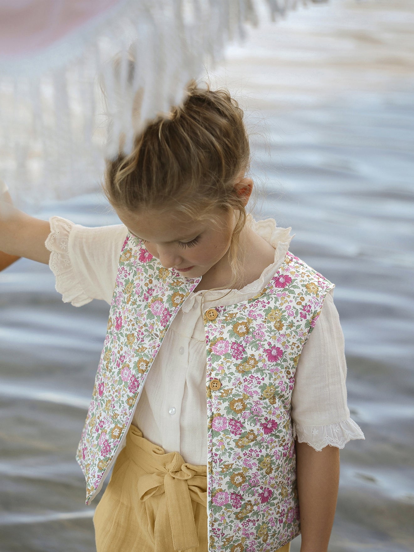 Veste matelassée Fille en tissu Liberty