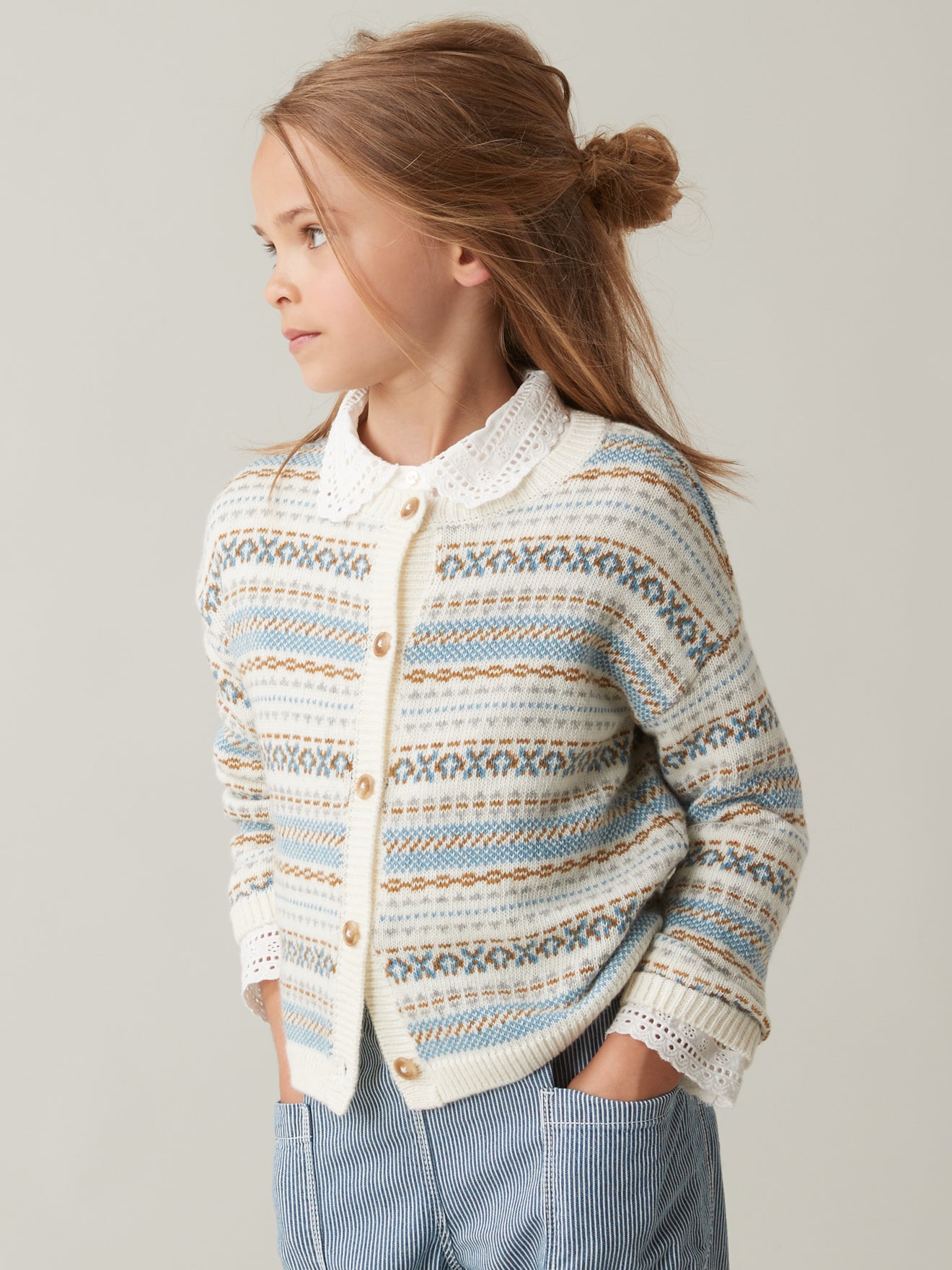 cardigan jacquard fille - collection famille