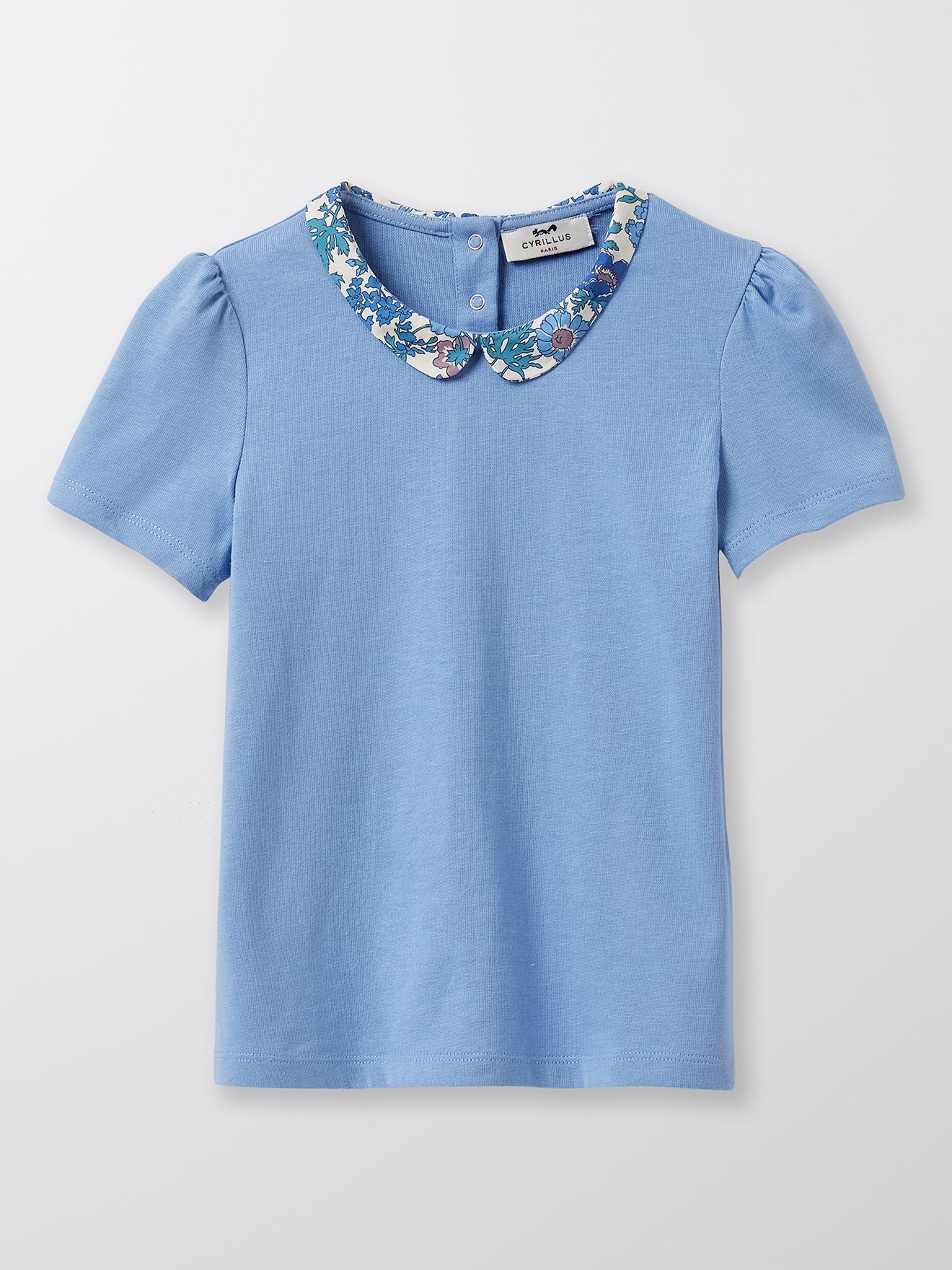 T-shirt Fille col en tissu Liberty - Coton bio