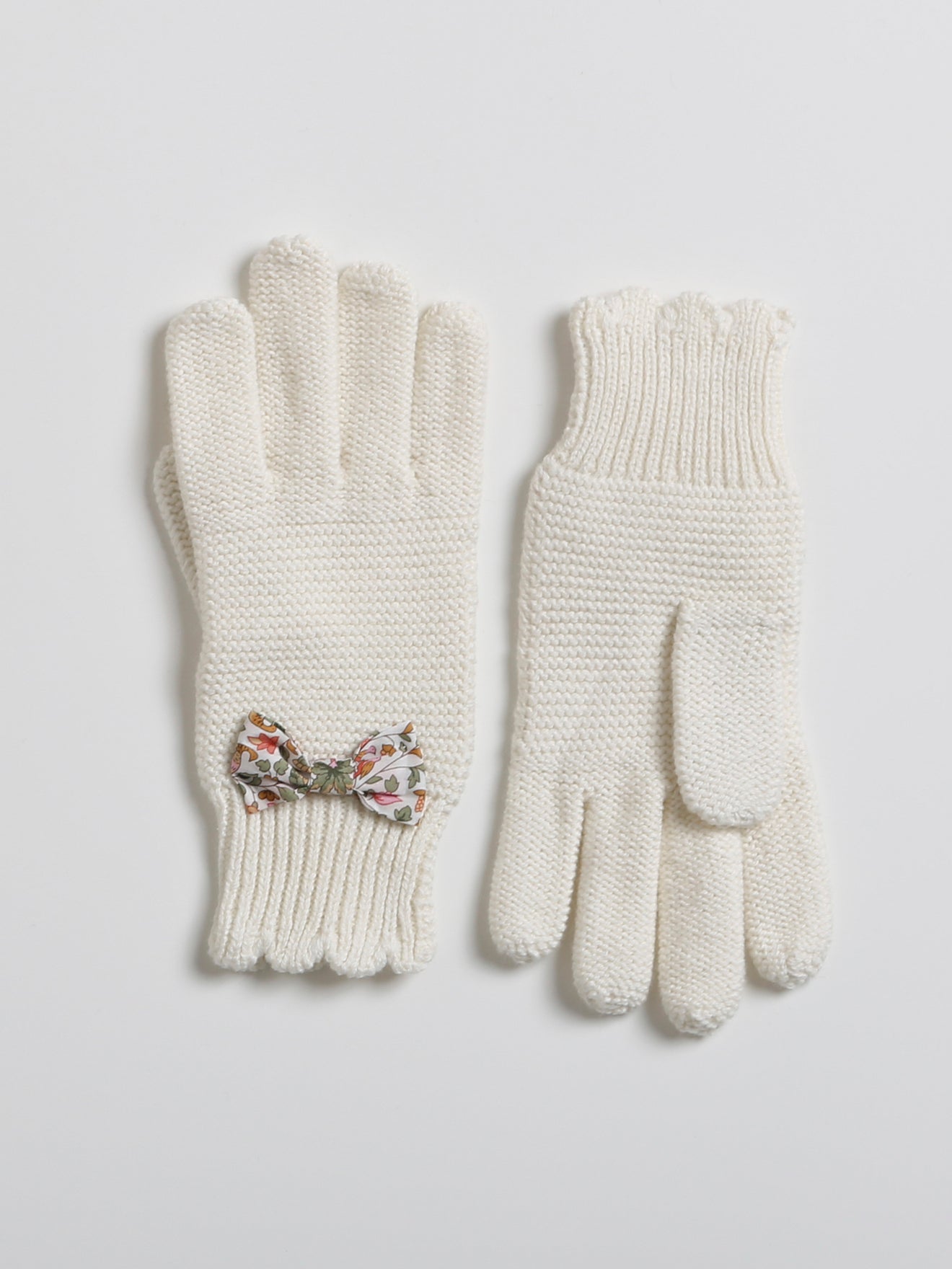 gants festonnés fille noeud en tissu liberty