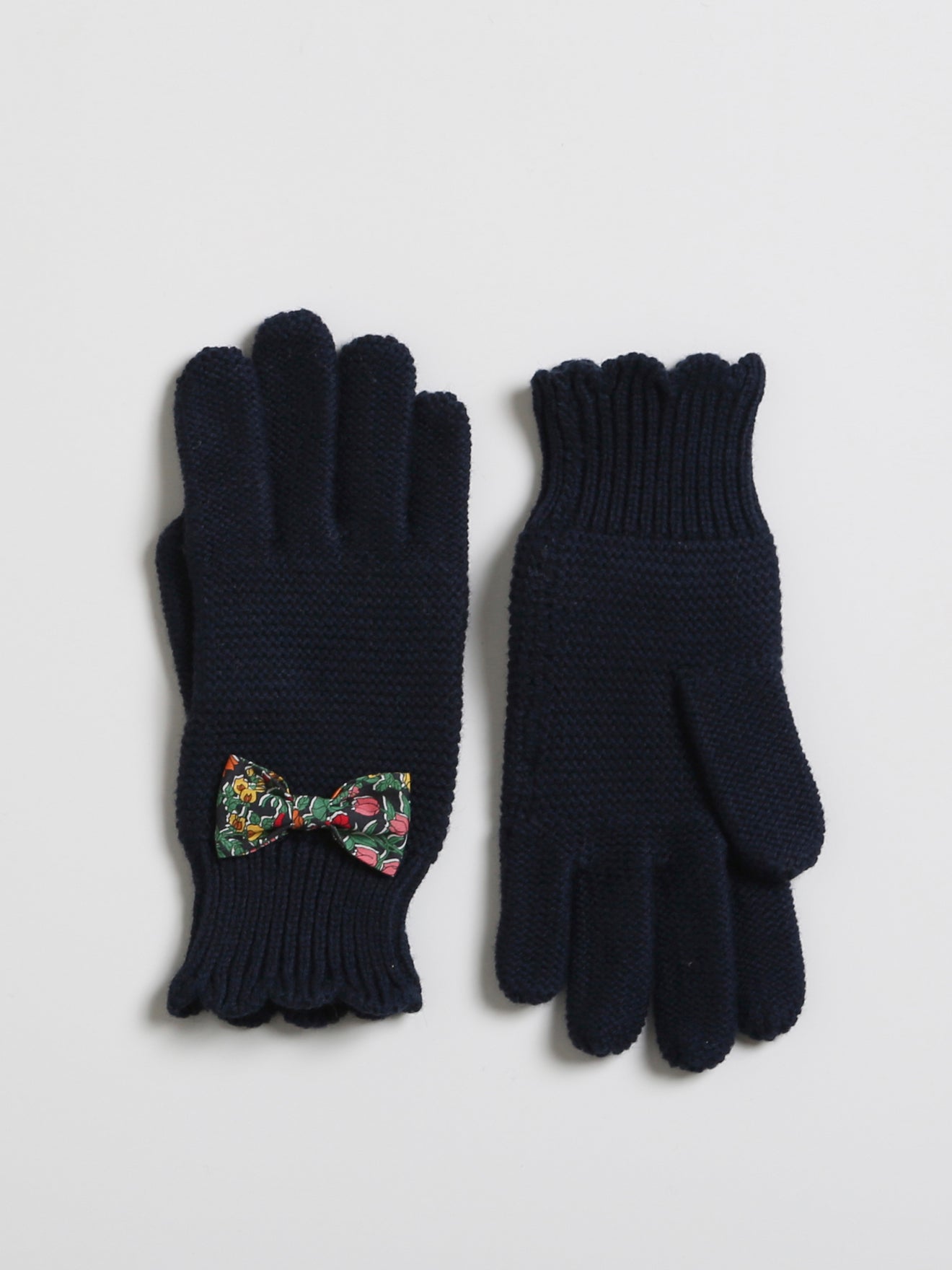 Gants festonnés Fille noeud en tissu Liberty