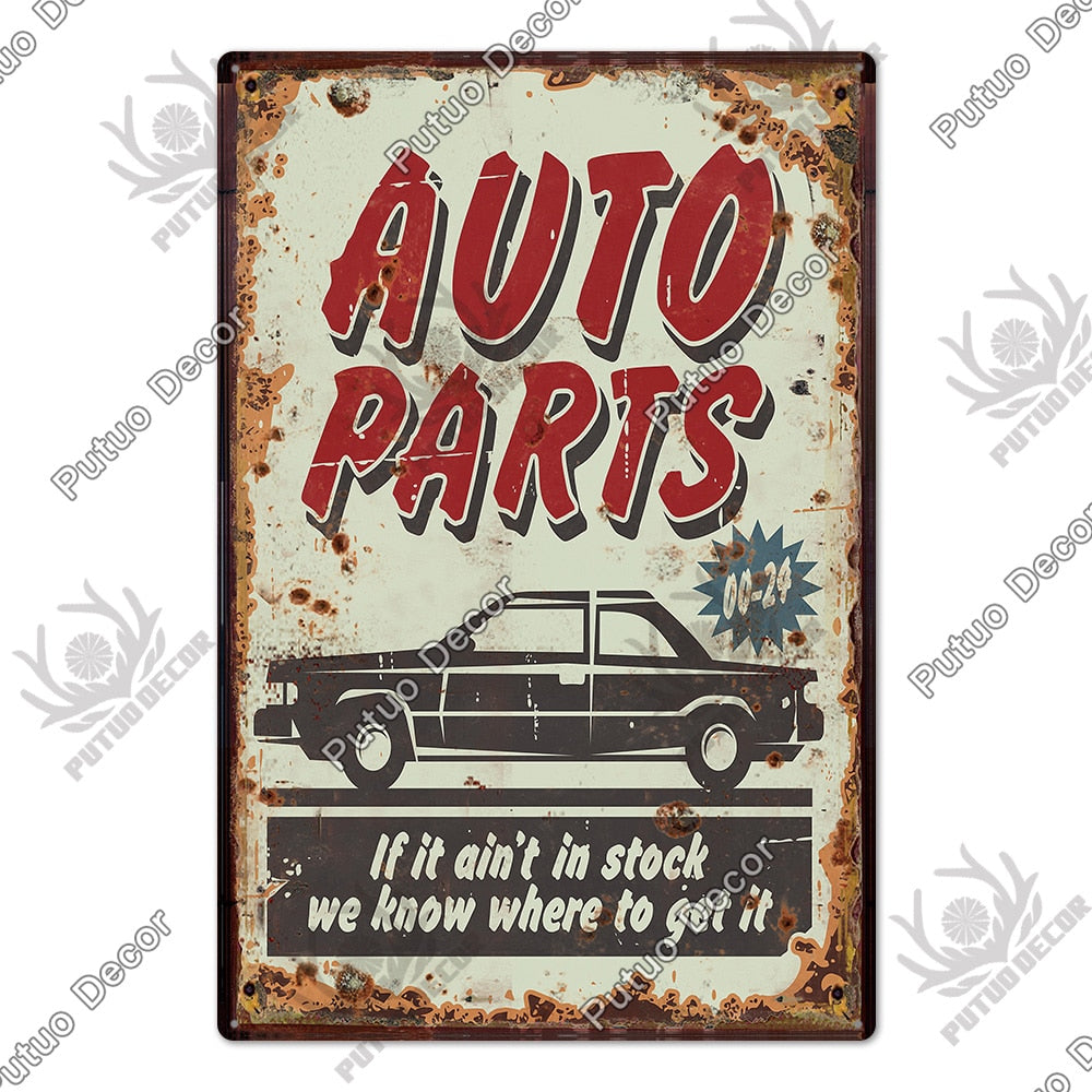 Putuo Decor Tin Sign Plaque Metal Vintage DAD&#39;S GARAGE Retro Plate Iron Painting for Car Garage Repair Man Cave Wall Art Posters