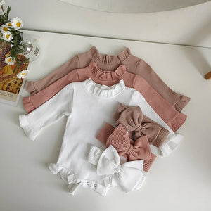 Ruffle Neck Long Sleeve Bodysuit Set - RYAN AND REMI