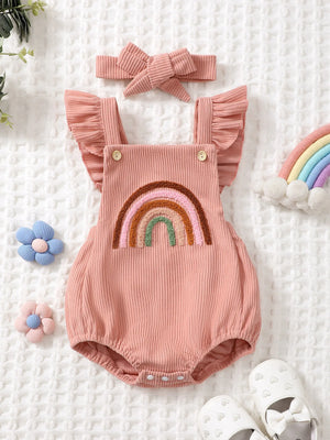 Corduroy Rainbow Romper w Headband - RYAN AND REMI