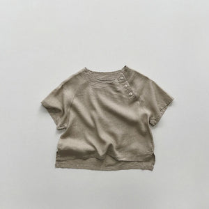 Boys Casual Slant Button Linen Shirt - RYAN AND REMI